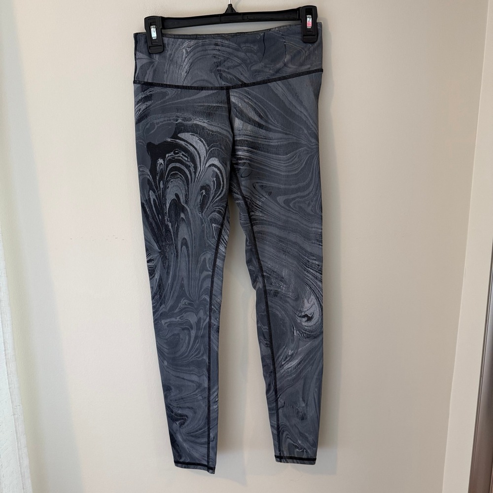 Alo Yoga Grey Black Marble Swirl Print Leggings XS RN87370 High Waist Tights